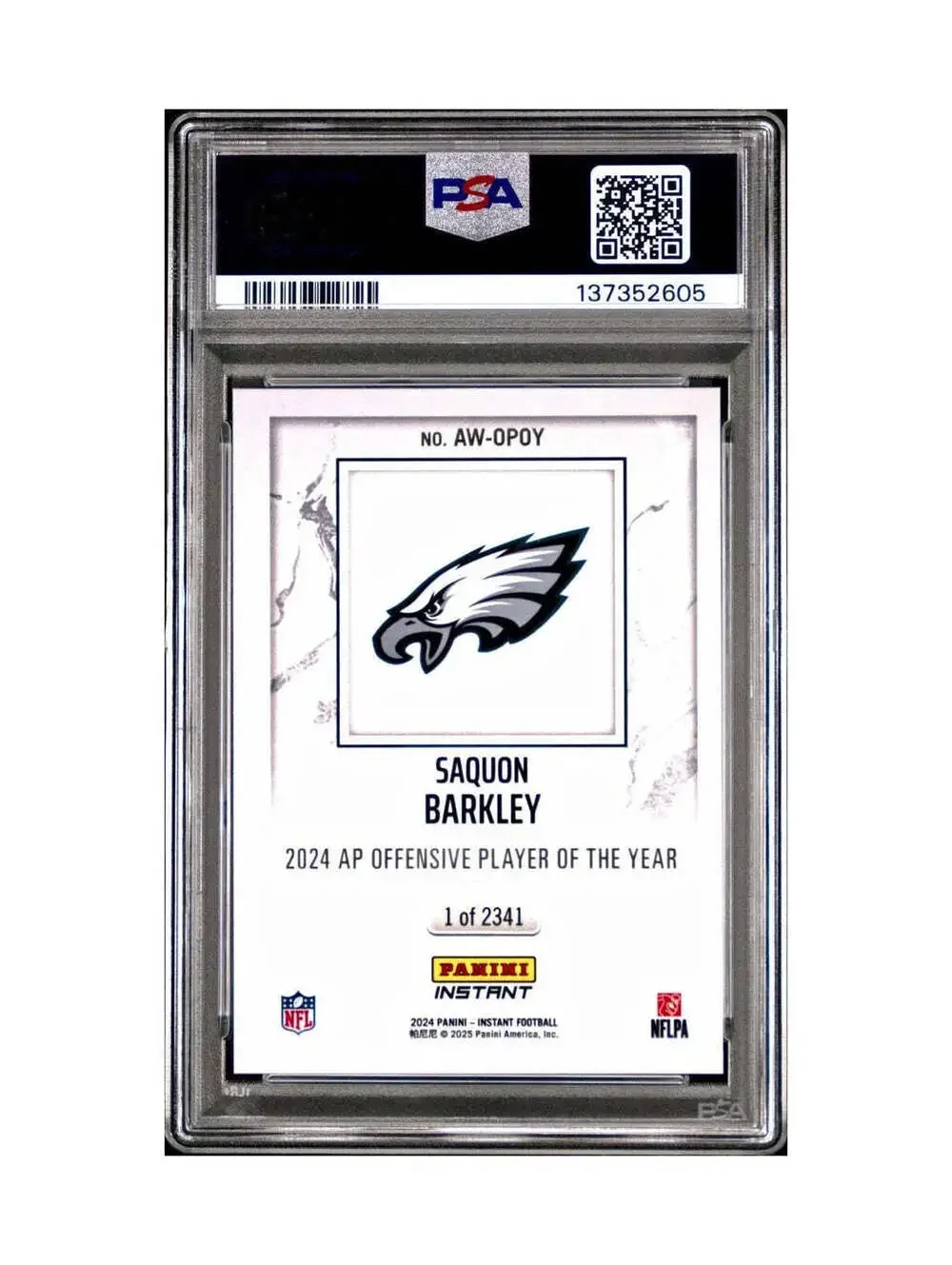 Saquon Barkley 2024 Panini NFL AP Offensive Player of the Year Eagles PSA 10 Gem